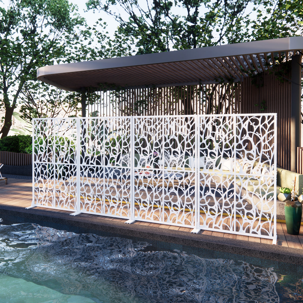 White Metal Outdoor Privacy Screen