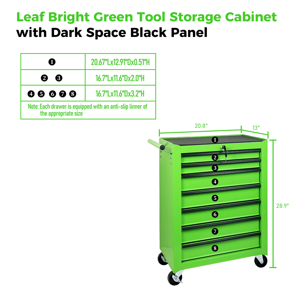 7 Drawer Rolling Tool Storage Cabinet With Detachable Top Tool Box Universal - Image 2