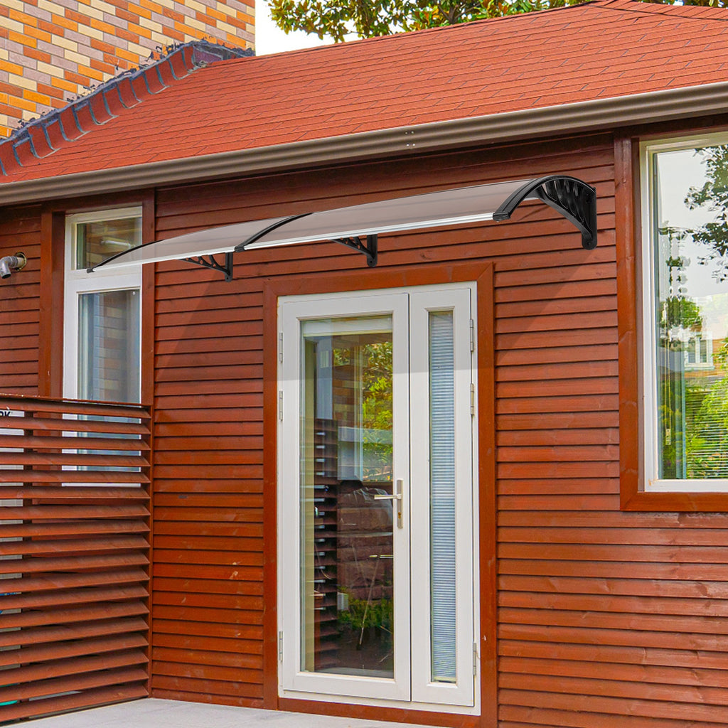 80x38in Door Window Awning With Brown Polycarbonate Panel & Black Bracket - Image 3