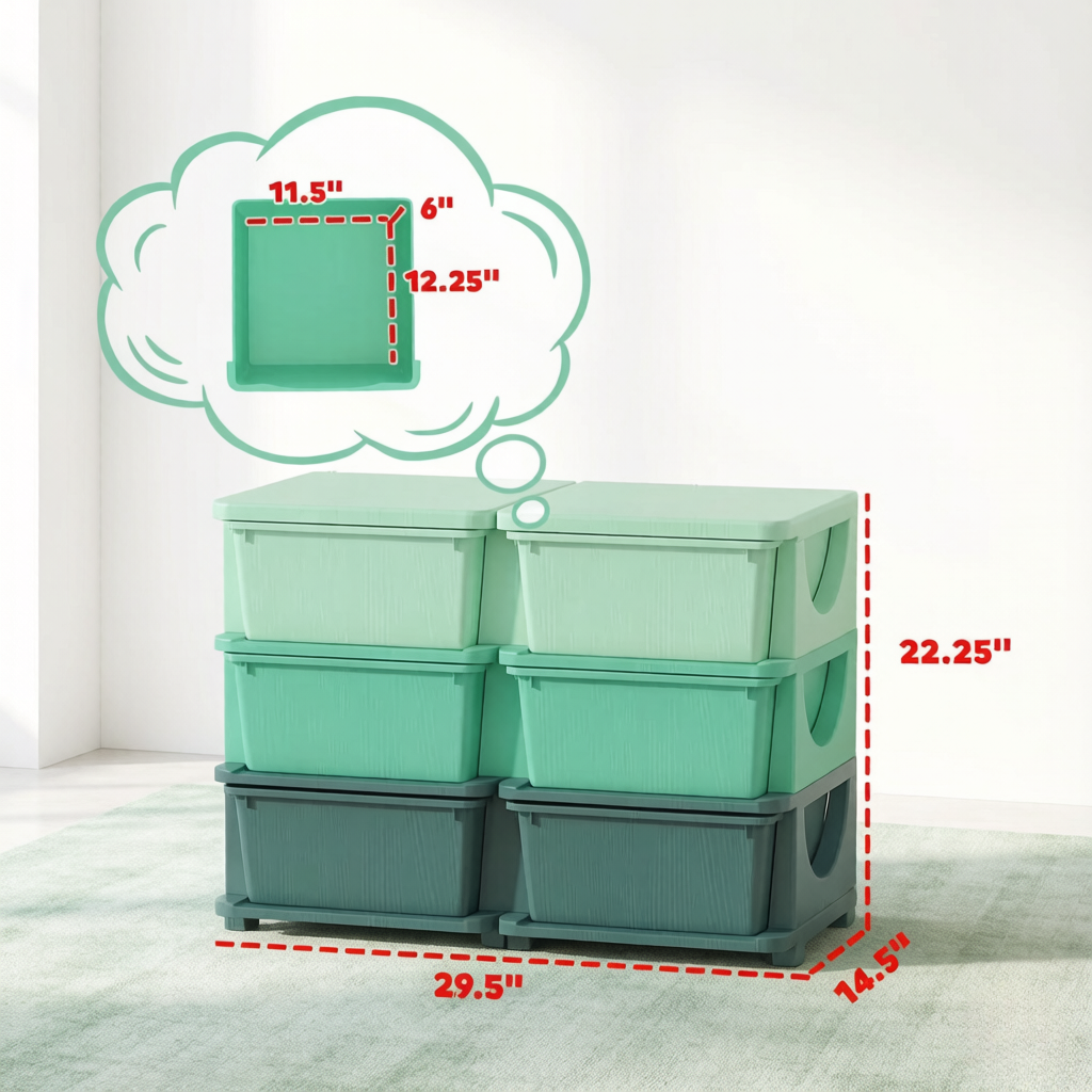 6-Drawer Multi-Tier Storage Organizer Unit with Open Drawers