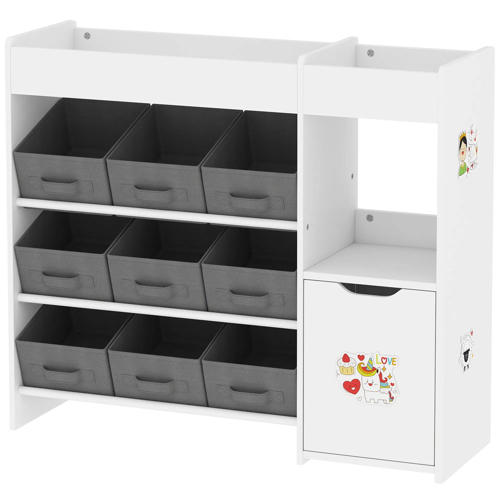 Toy Storage Organizer with 9 Non Woven Fabric Boxes Storage Cabinet & Shelves