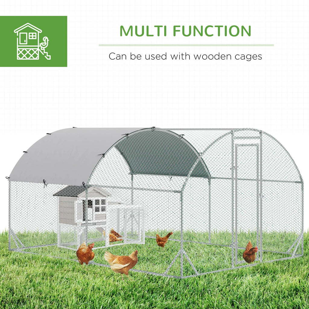 Galvanized Large Metal Chicken Coop Cage Walk in Enclosure Poultry Hen Run - Image 3