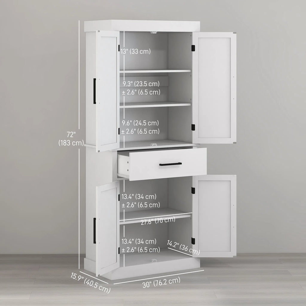 72" Kitchen Storage Cabinet Farmhouse Kitchen Pantry Cabinet with 4 Barn - Image 2