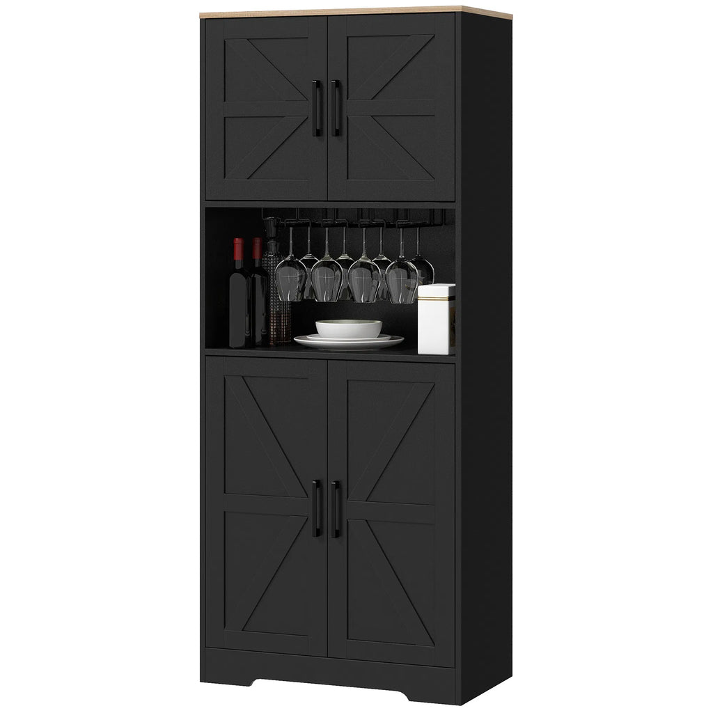 Farmhouse Kitchen Pantry 68" Freestanding Hutch Storage Cabinet with Microwave - Image 2