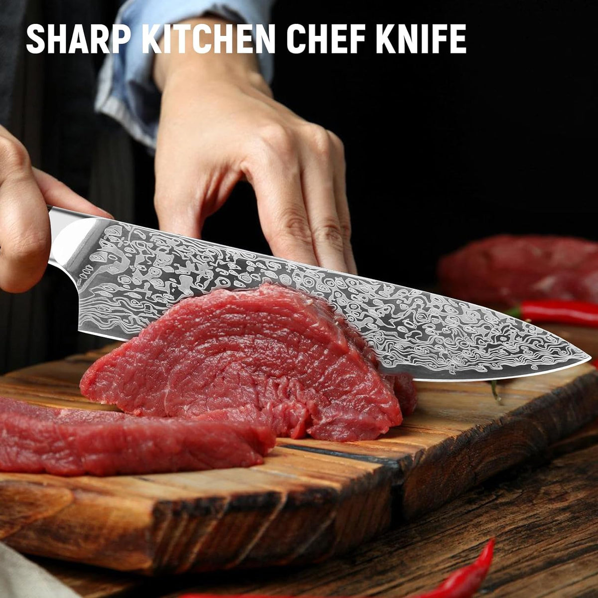 Japanese Vanadium Steel Chef Knife 7.8 INCH Sharp Kitchen Knives With Laser - Image 2