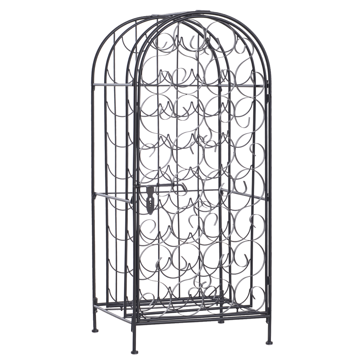 35 Bottle Wrought Iron Wine Rack Cabinet With Lock Black - Additional Product View 9