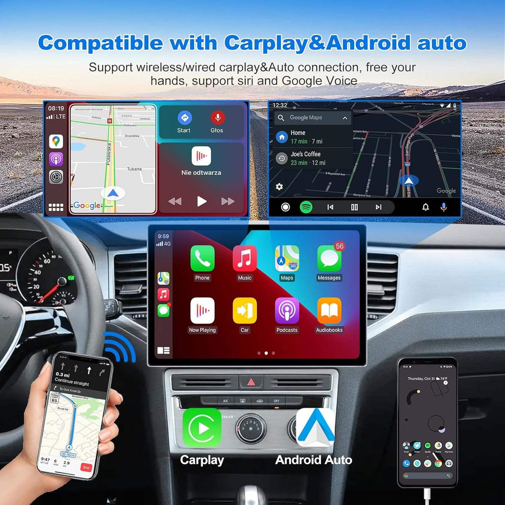 13in Double DIN Car Stereo CarPlay Android Auto SWC RDS DSP