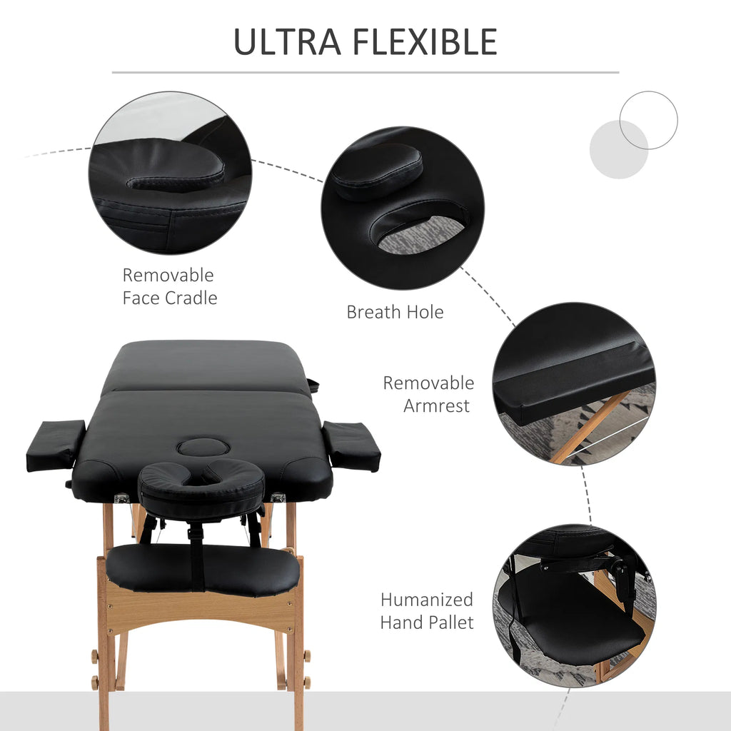 Professional 72" Portable Massage Table Adjustable Height Foldable Facial Spa