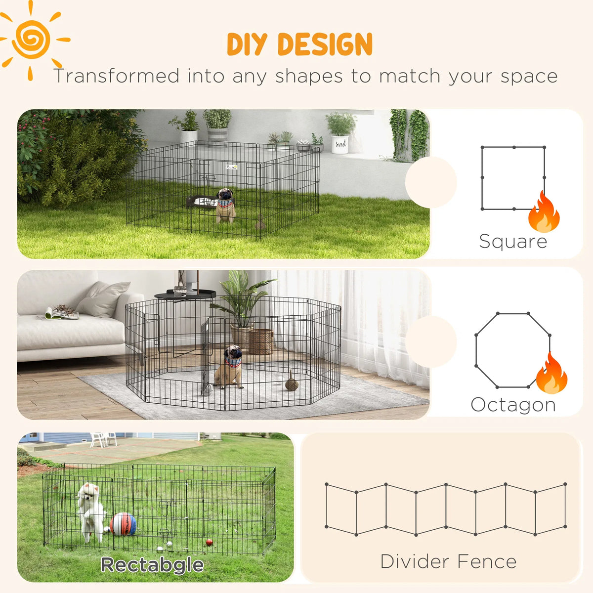 24inch Foldable Metal Exercise Pet Playpen Yard Dog Puppy Kennel Cage 8 Panel - Image 5