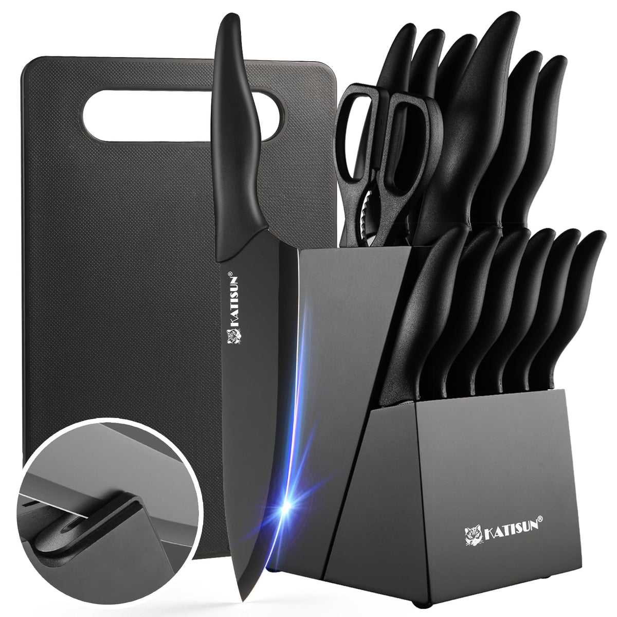 16 Pieces Kitchen Knife Block Set With Cutting Board German Stainless Steel - Image 5