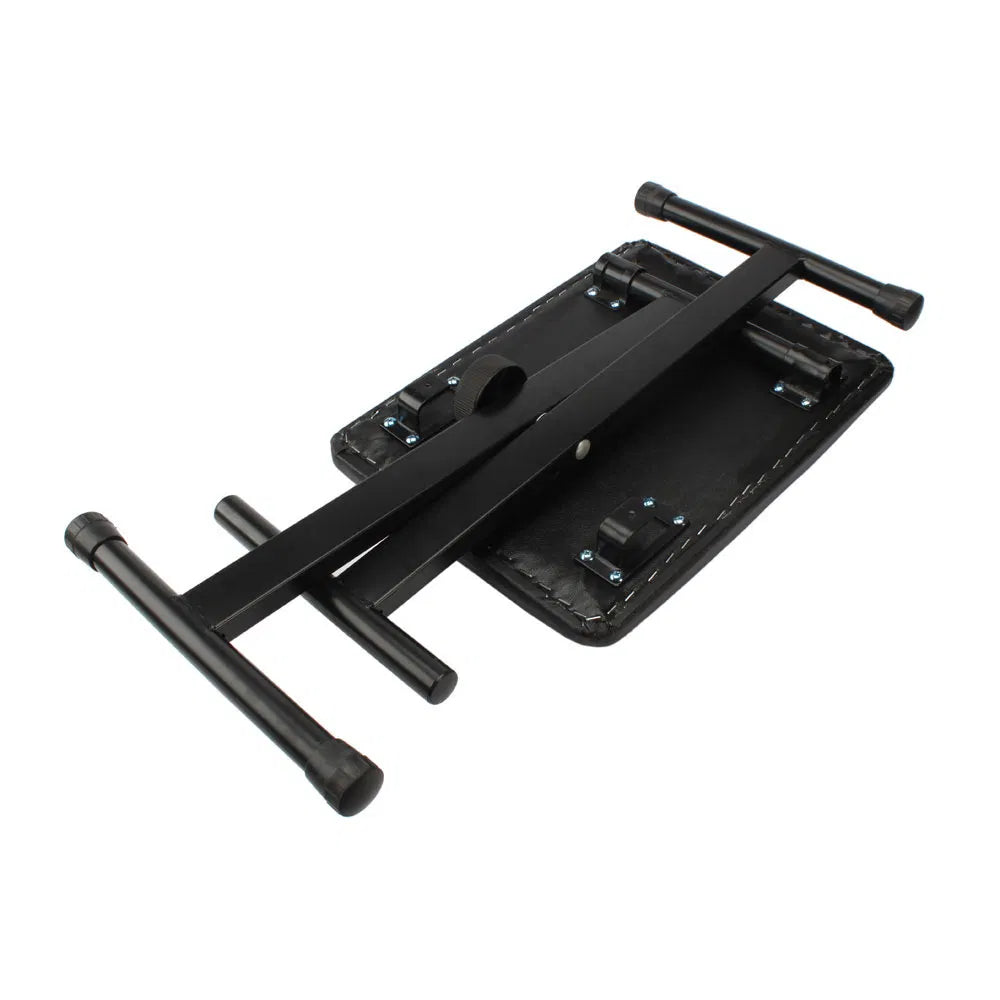 Dual tube X Shape Keyboard Stand + Adjustable Folding Piano Bench Stool Seat Black - Image 5