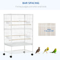 52" Large Rolling Steel Bird Cage Bird House with Rolling Stand Storage Shelf