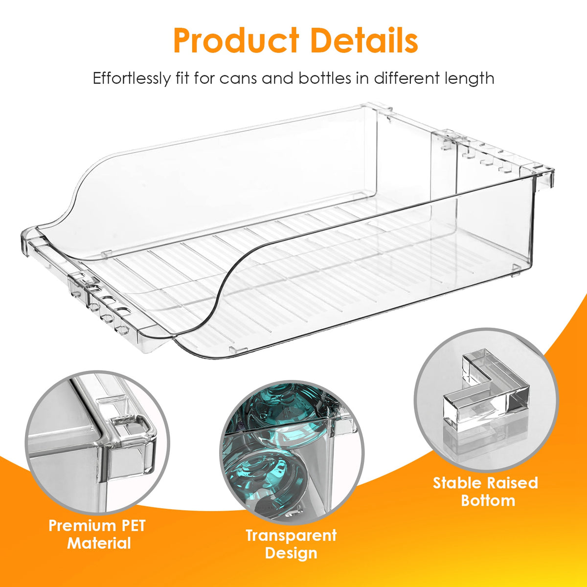4-pack adjustable refrigerator can organizers