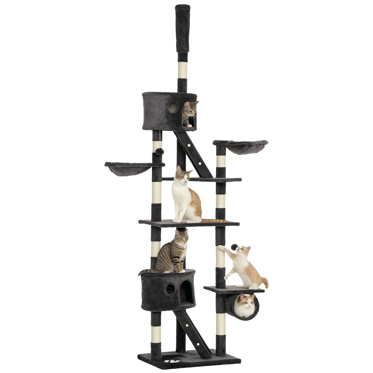 94" 102" Floor to Ceiling Cat Tree High Cat Condo Scratching Post Activity - Image 2
