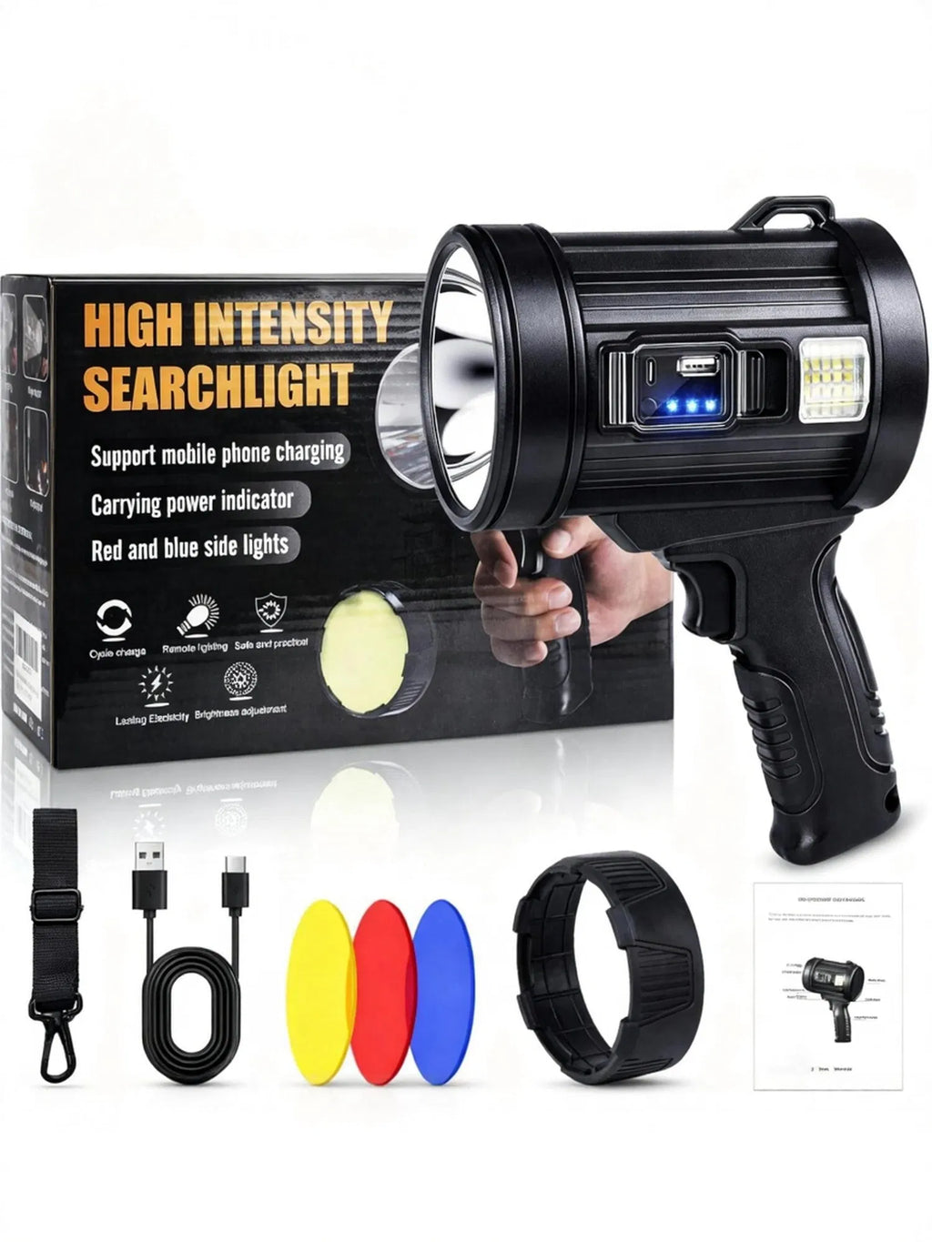"Rechargeable Spotlight Super Bright Spotlight Flashlight Long Running Spot - Image 3