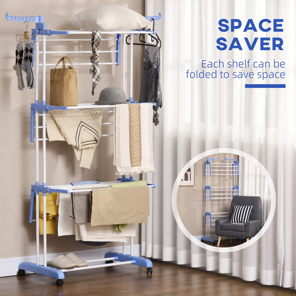 Foldable Clothes Drying Rack 4 Tier Steel Laundry Rack for Drying Clothes with - Image 4