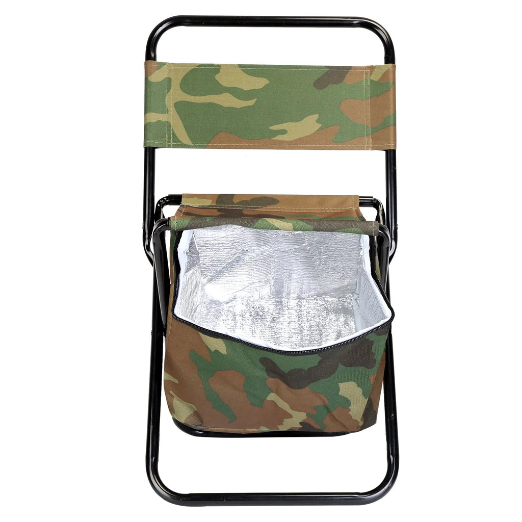 Foldable Fishing Chair With Backrest Built In Cooler Bag Portable Handle