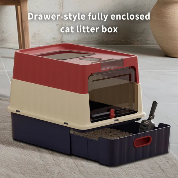 Simple Drawer Style Red Cat Litter Box Humanized Design Does Not Occupy - Image 5