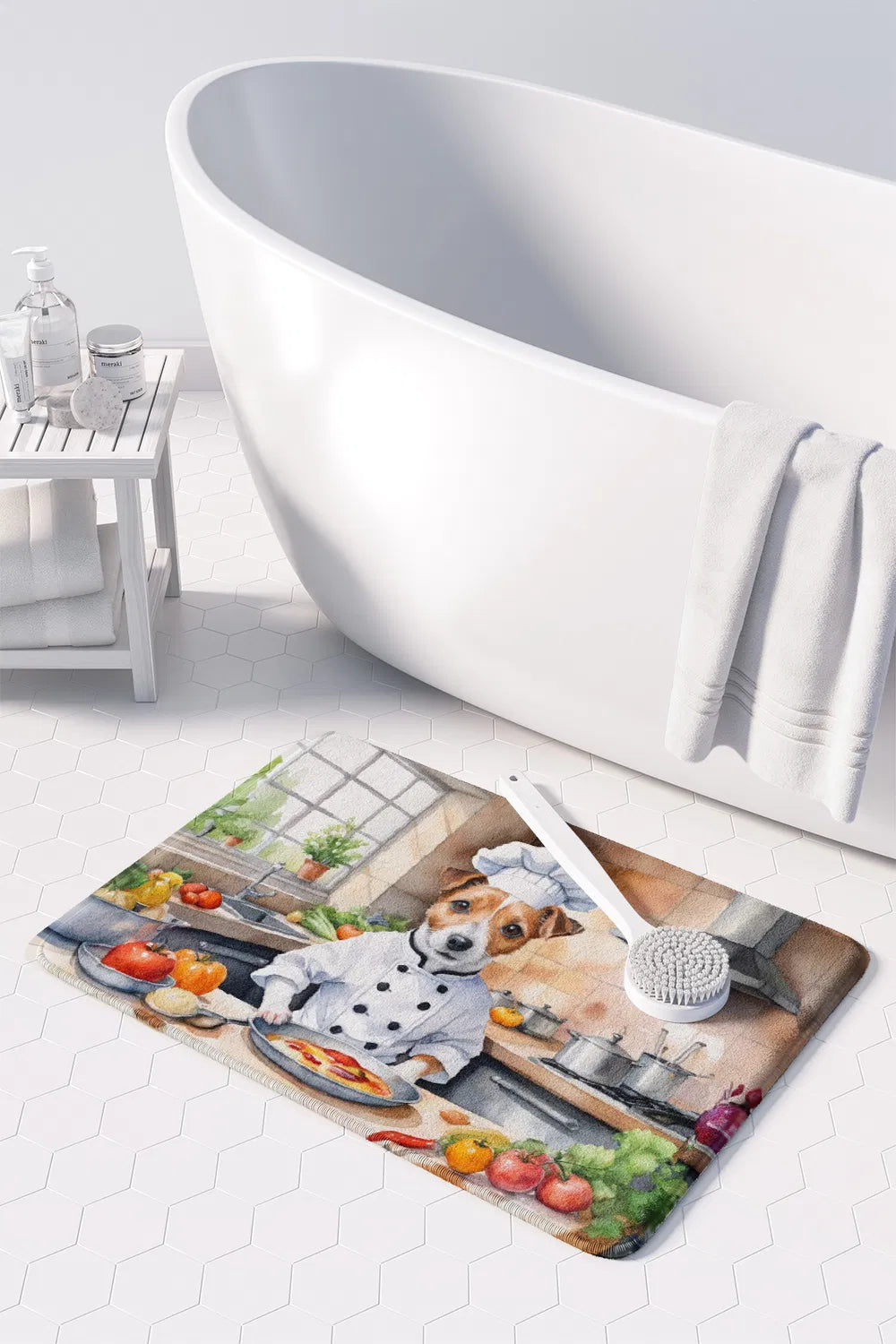 Jack Russell Terrier The Chef Memory Foam Kitchen Mat Machine Washable