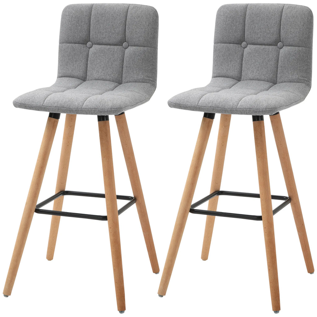 Modern Bar Stools Set of 2 38" Upholstered Kitchen Island Stool with Wood - Image 3