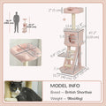 47" Tall Cat Tree Tower with Condo Ladder Scratching Posts and Hanging Ball Pink