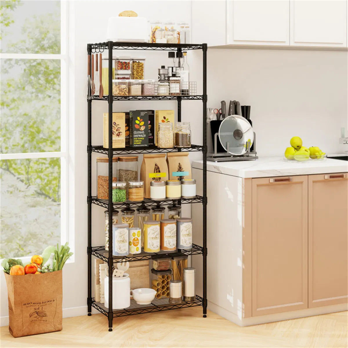 6 Tier Heavy Duty Metal Wire Shelving Unit 900 lbs Capacity Tall Storage Rack - Image 9