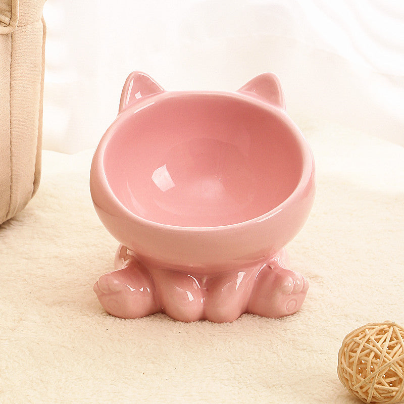 ceramic cat bowl food neck product angle 6