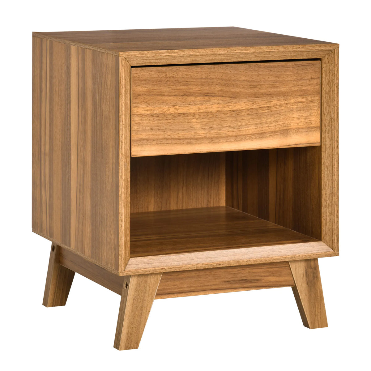 Bedside Table for Bedroom Nightstand with Drawer and Shelf Modern Side End - Image 5
