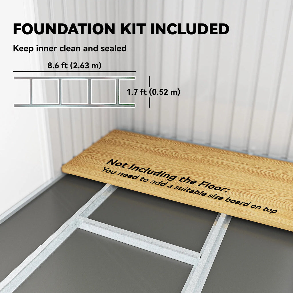 9' x 4' Garden Metal Storage Shed Outdoor Equipment Tool Box with Foundation - Image 5