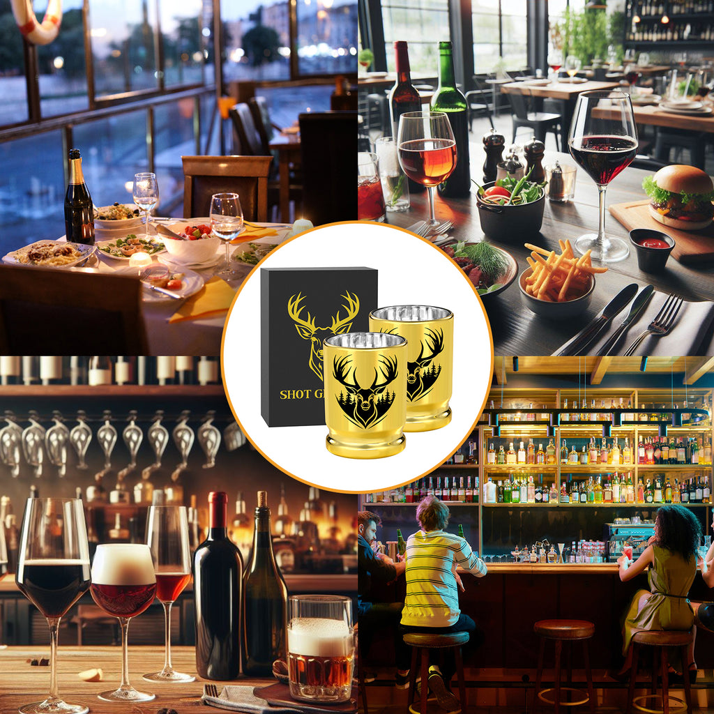 2pcs 50 Caliber Deer Head Golden Plastic Wine Glasses With Gift Box Leak - Image 4