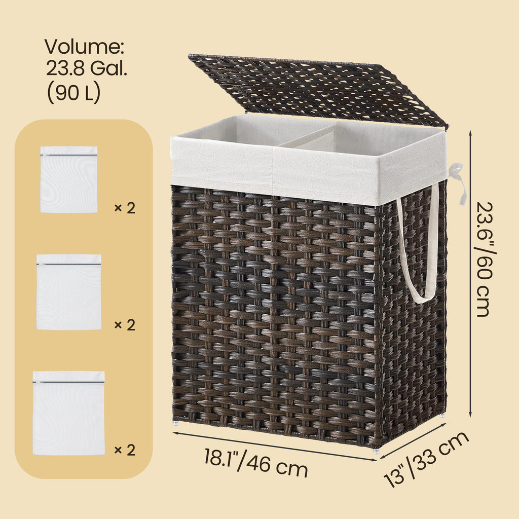 SONGMICS Laundry Hamper 23.8 Gal. Laundry Basket With Lid Removable Bag With - Image 4