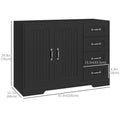 Modern Sideboard Buffet Cabinet with 4 Drawers and 2 Beadboard Doors Kitchen