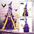 Purple Witch Gnome With Broom Halloween Tabletop Figurine Decoration For