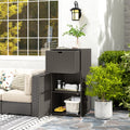 Outdoor Towel Rack For Pool W Drawer & Cabinet Dark Brown