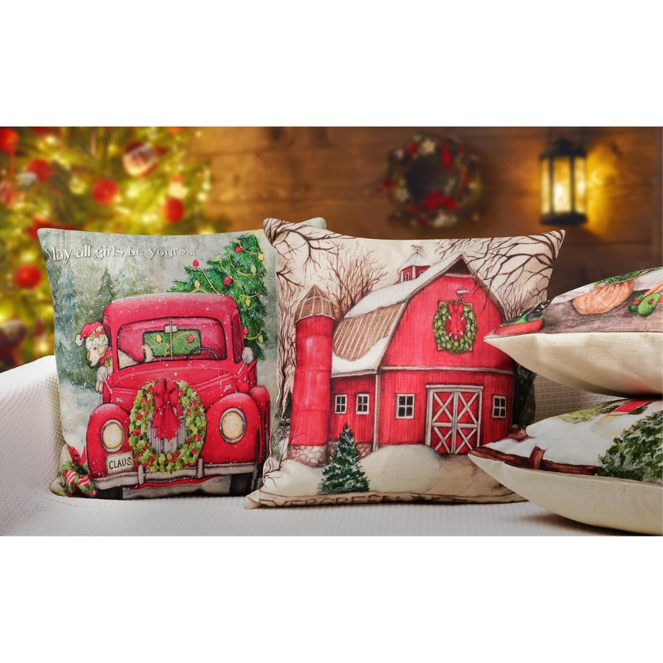 Christmas Decorations Pillow Covers 18 Inches Set Of Xmas Series Cushion