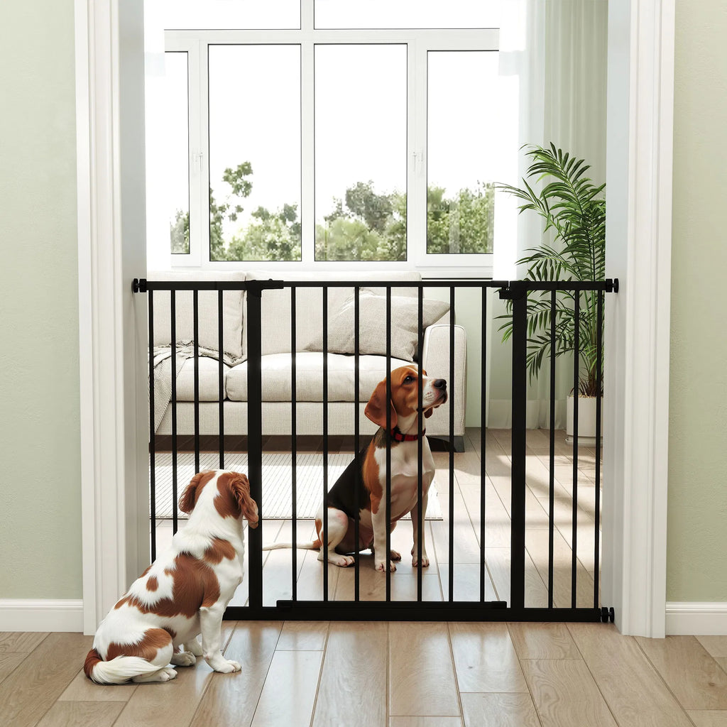 Pressure Fit Dog Gate Pet Barrier for stairs doorway 29.9'' 42.1'' Width Black - Image 4