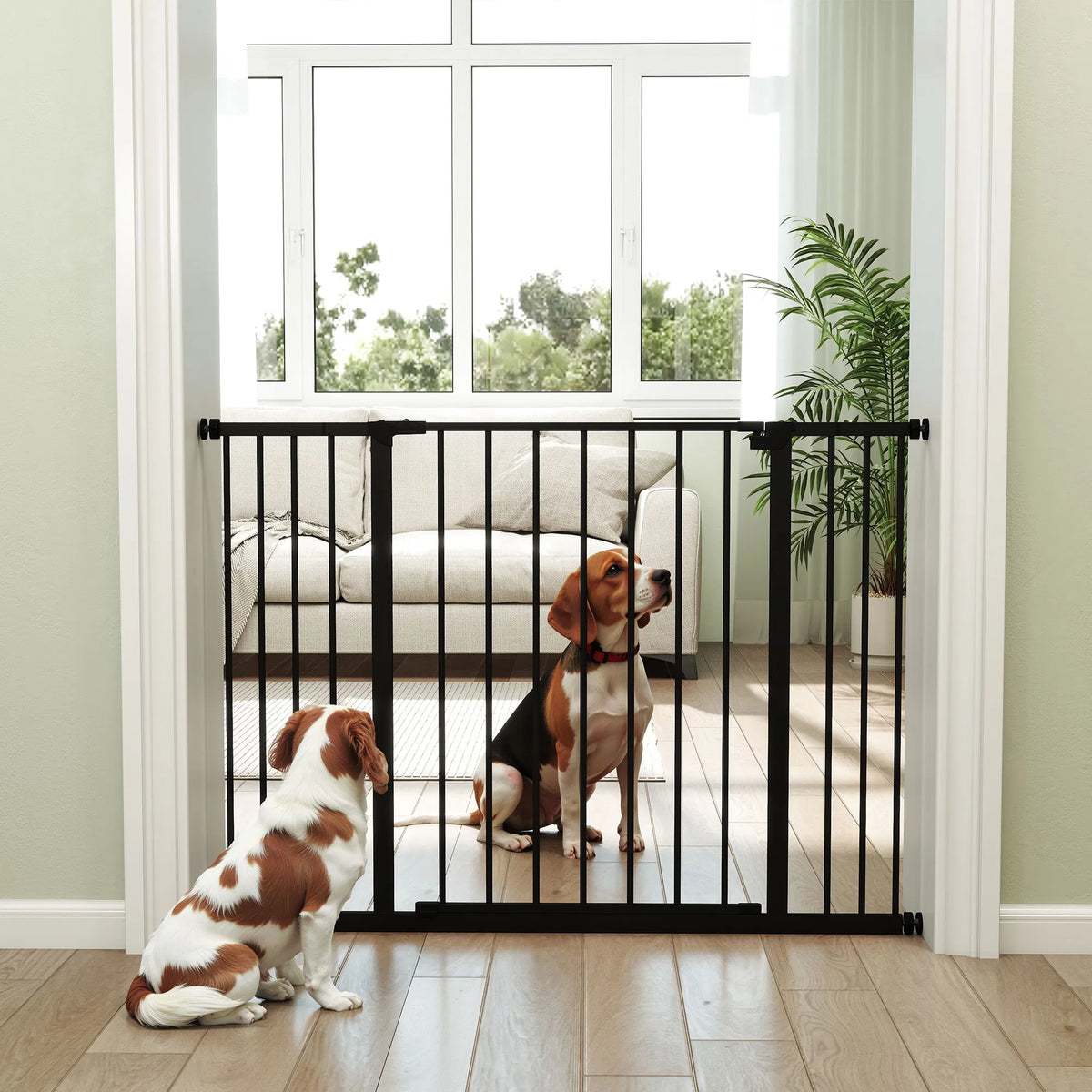 Pressure Fit Dog Gate Pet Barrier for stairs doorway 29.9'' 42.1'' Width Black - Image 4