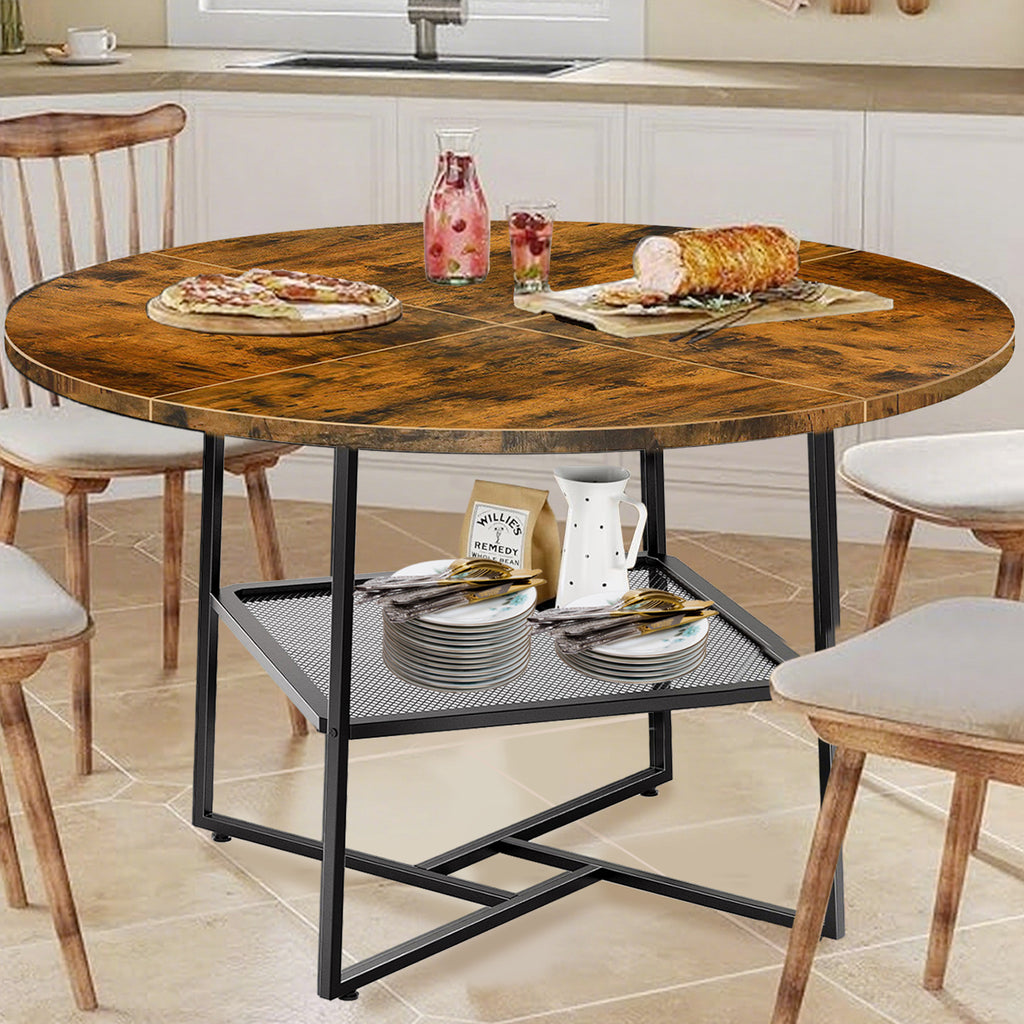 51in Round Dining Table For 4 6 Tiger Stripes Black Wooden Dining Room Table