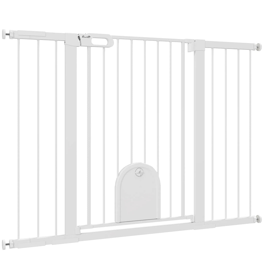 30" 52" Extra Wide Pet Gate Barrier with Small Door 35"H Dog Gate with Safety - Image 2