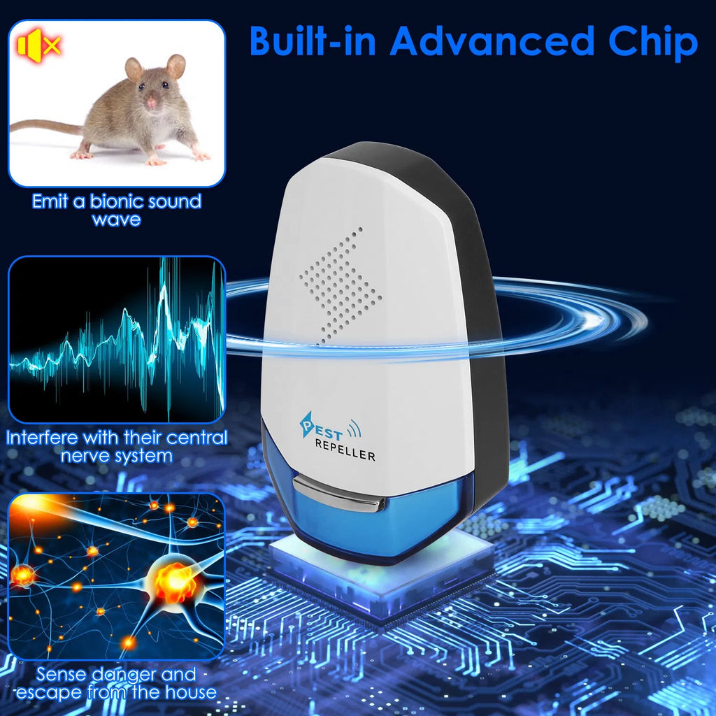 2 Pack Ultrasonic Pest Repeller 25 65KHz Variable Frequency Covers 1200 - Image 3