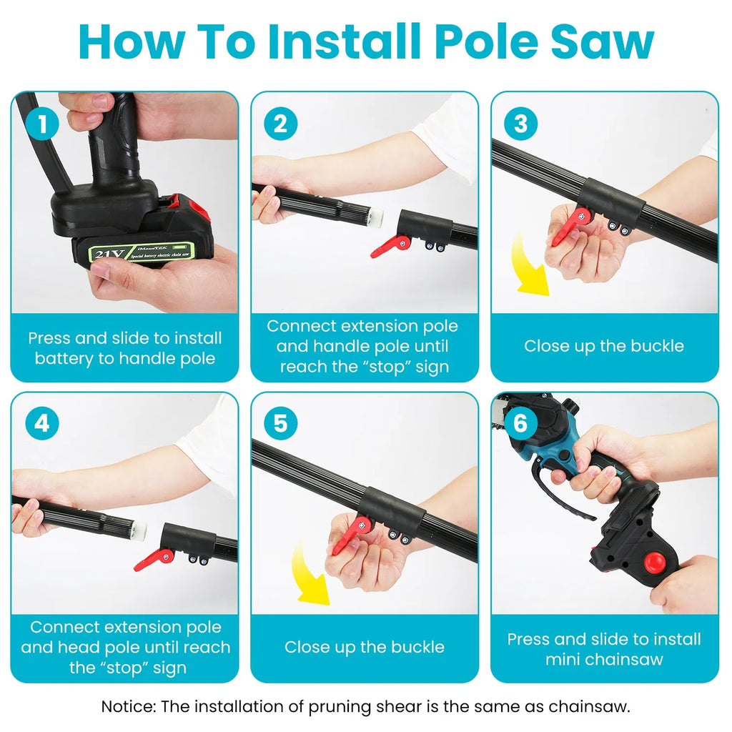 4 in 1 Cordless Pole Pruning Shears and Electric Chainsaw Set with Extension Pole - Additional Product View Pole Pruning Shears