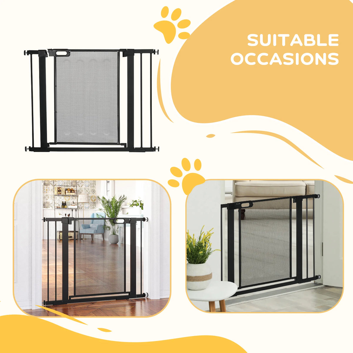 29.5" 40.6" Metal Pet Gate Dog Gate with Auto Closing Door Double Locking - Image 2
