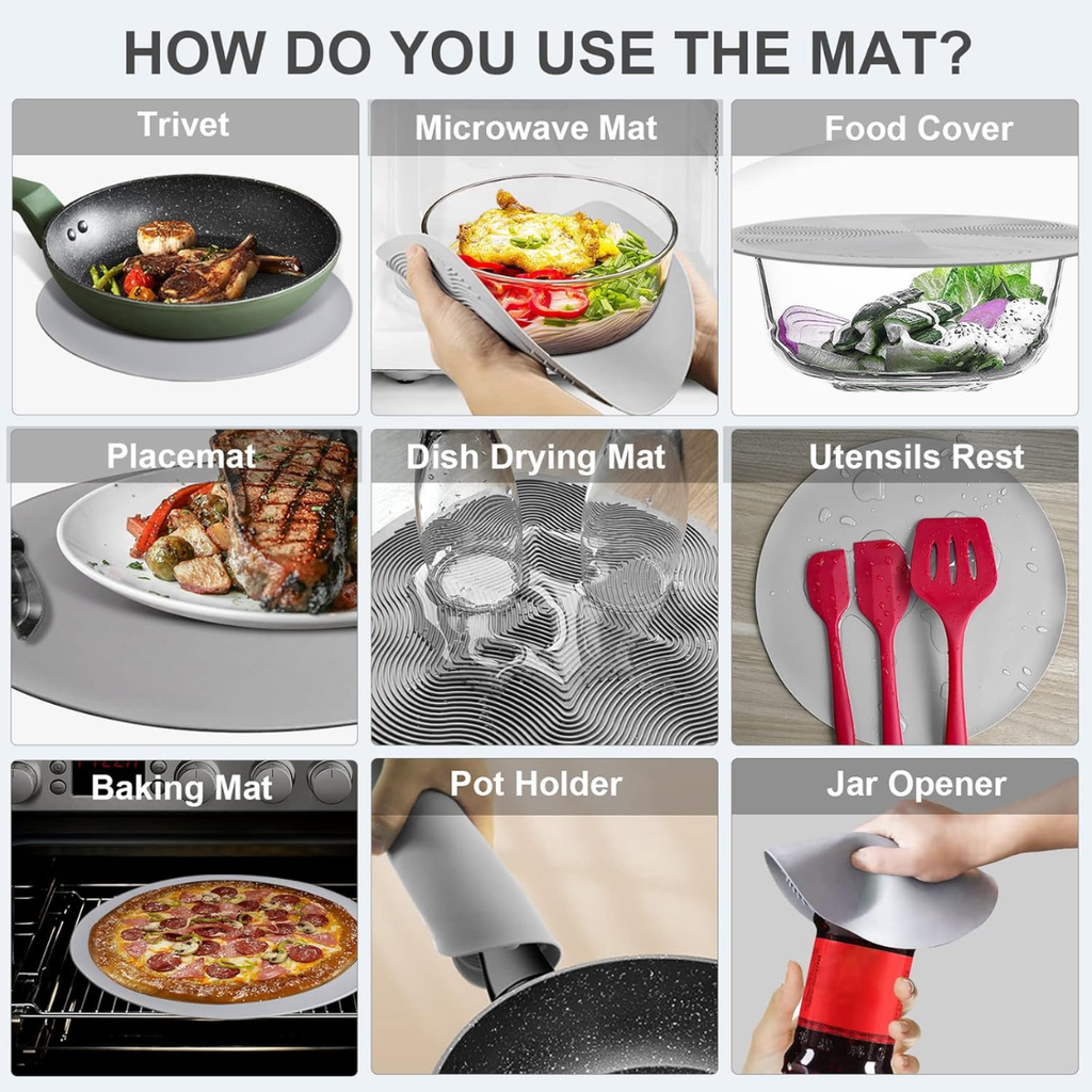 10 Inch Microwave Food Cover & Collapsible Silicone Mat Splatter Guard Plate - Image 5
