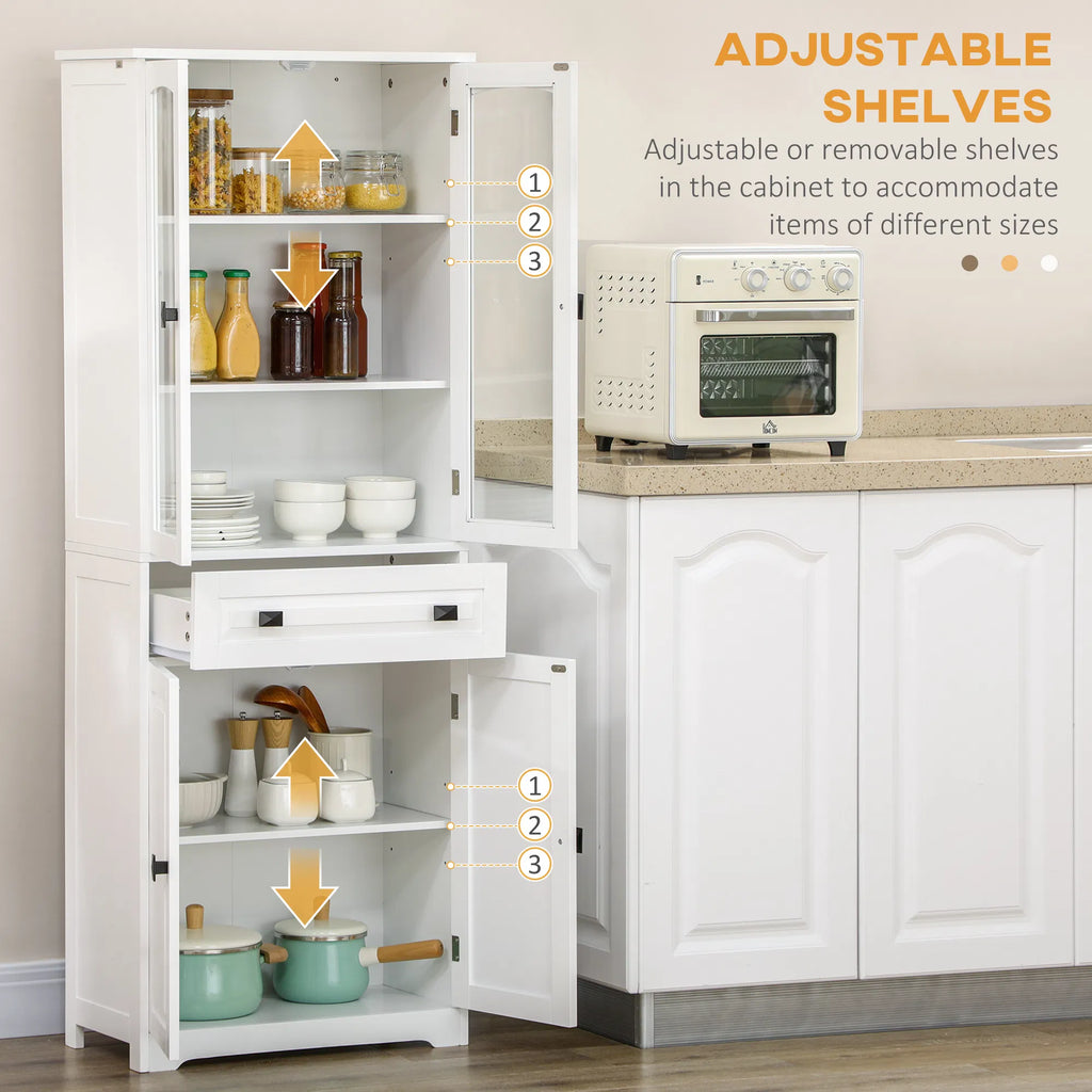 63" 4 Door Kitchen Pantry Cabinet Freestanding Storage Cabinet Cupboard with - Image 2