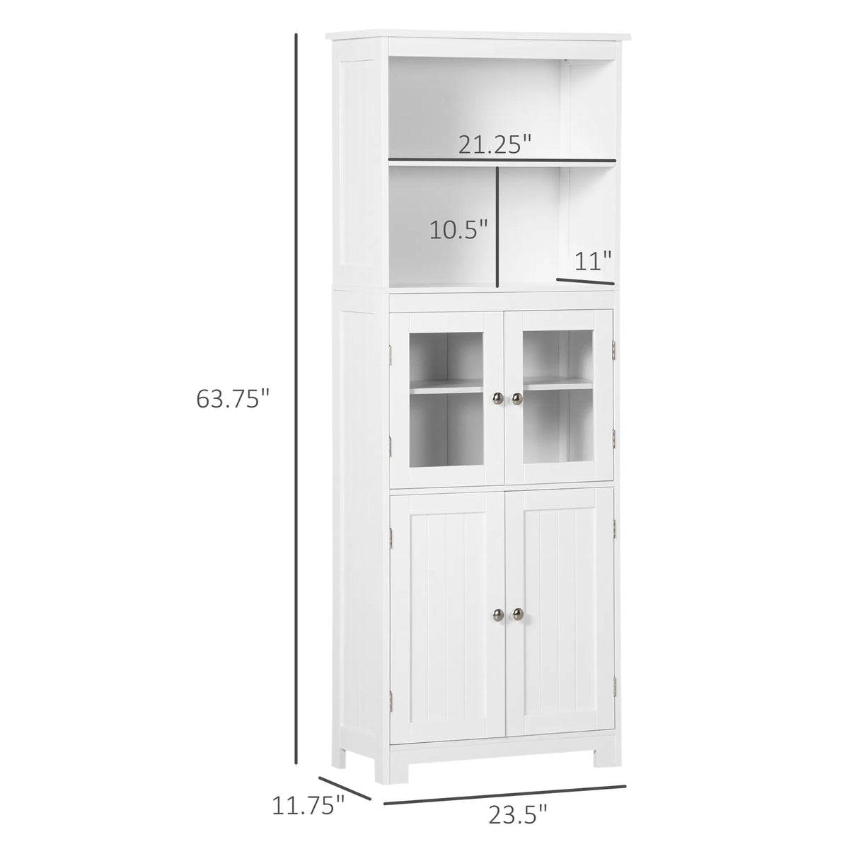 63" Small Buffet with Hutch 4 Door Kitchen Pantry Freestanding Storage