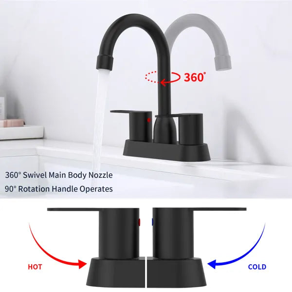 2 Handles Bathroom Sink Faucet Matt Black Centerset RV Bathroom Faucets for 3 Hole - Image 4