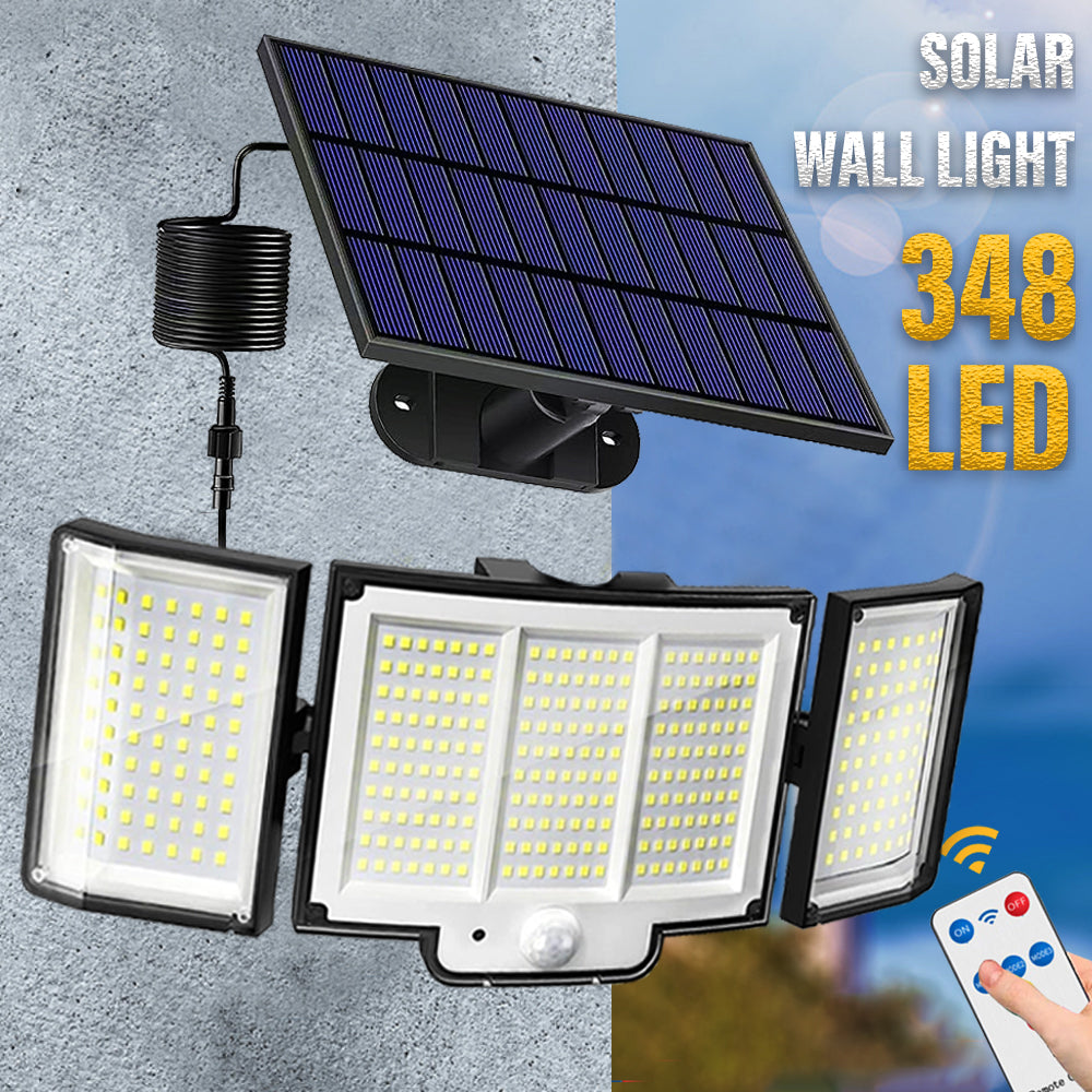 1 2 Pack Solar Lights Outdoor 348 LED Motion Sensor Lights With Remote Control