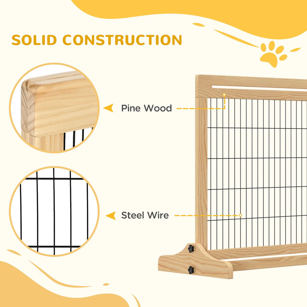41" 72" Wooden Freestanding Pet Gate with Support Feet for Small Medium Dogs - Image 3