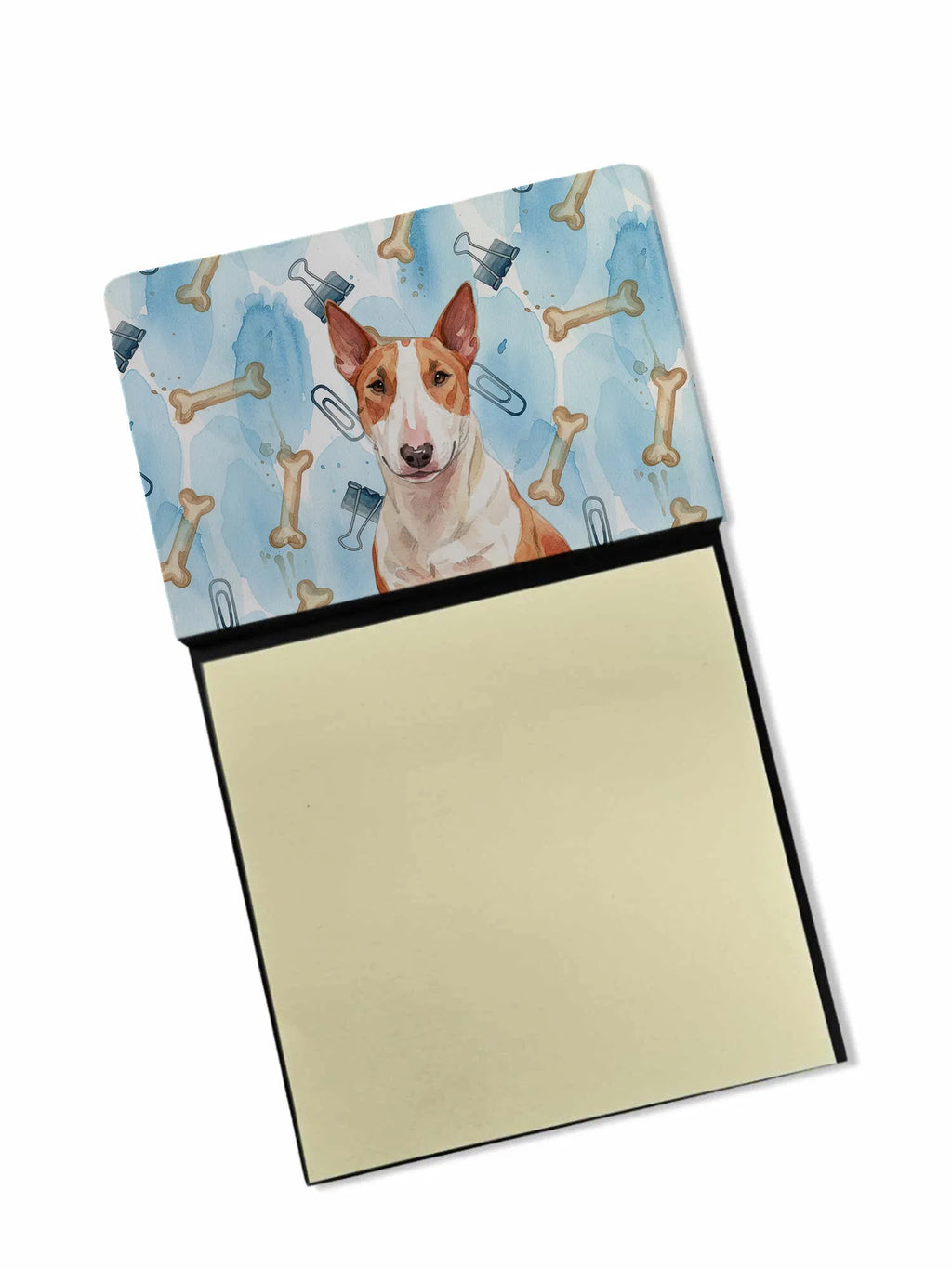 Red And White Bull Terrier Coworker Watercolor Sticky Note Holder Refillable