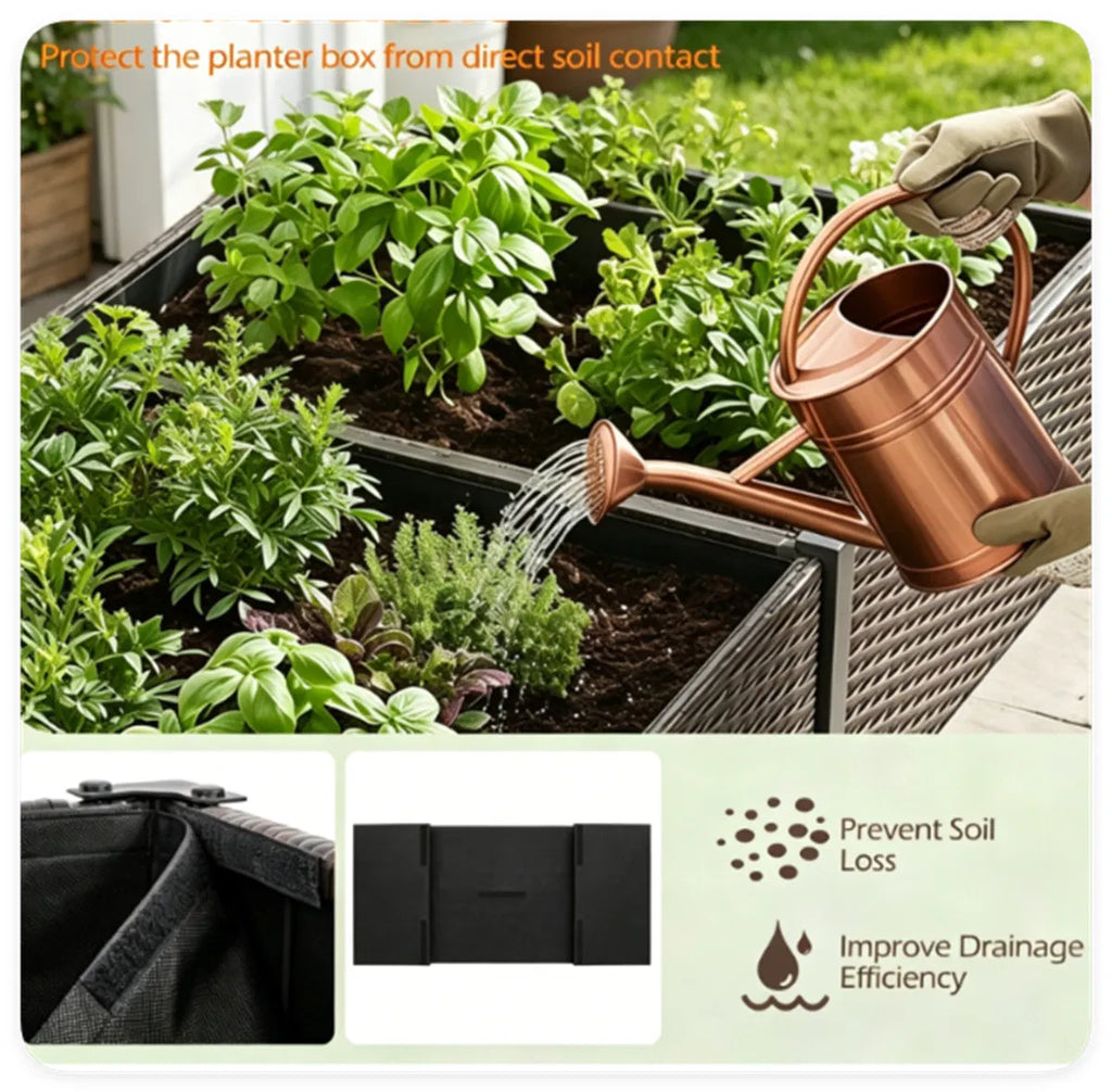 2 Section PE Rattan Raised Garden Bed 29" Ergonomic Elevated Planter Box with - Image 5
